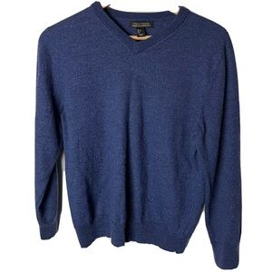 ETHAN PIERCE Men's Blue V-neck Extra Fine Merina Wool Pullover Sweater Large